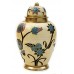 Brass Urn (Cream with Pink, Blue and Green Floral Design)